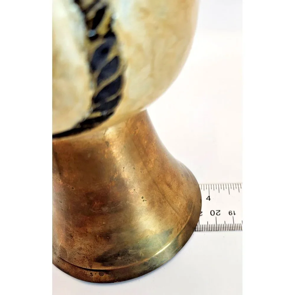 Vintage Enamel on‎ Brass Vase w/ Removable Neck Fruit Basket Design Hand Made